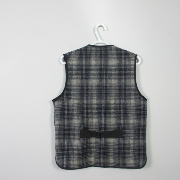 LL Bean Vintage Made in USA Plaid Zip Up Vest Women S Gray Wool Heritage 388 - Picture 2 of 13